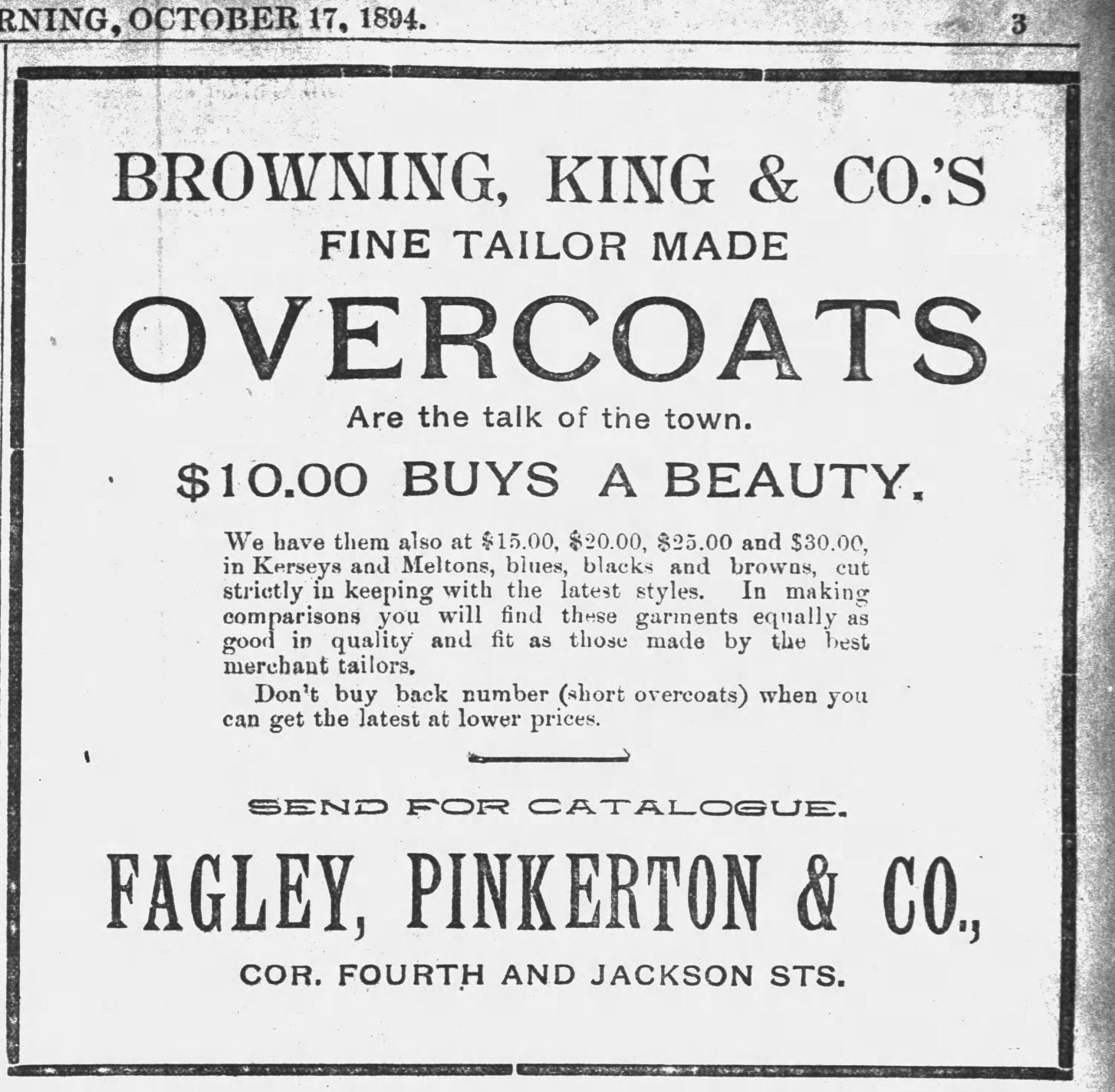 Journal ads from the old days: Oct. 17, 1894